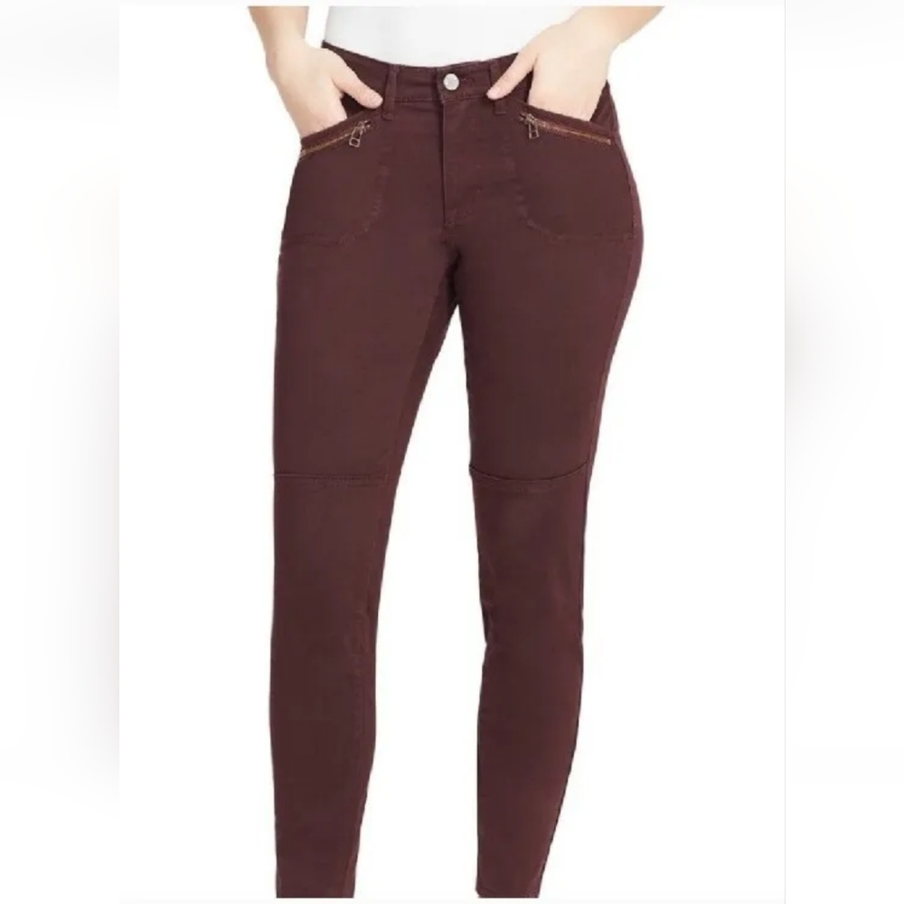 William Rast Pants Jane Skinny Cargo Jeans Ankle Stretch Denim Wine Woman Sz 27